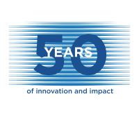 Logo that reads 50 years of innovation and impact